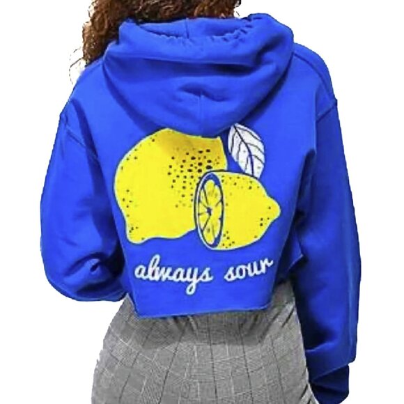 A. Lab Zumiez Always Sour Lemon Cropped Fleece Hoodie Graphic Lemoncello Size XL - Picture 1 of 5